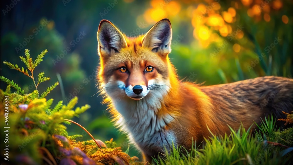 A Vibrant Vector Illustration Of A Cunning Fox With Sharp Features And A Bushy Tail, Showcasing Its Agile Nature In A Lush Environment. A Vibrant Vector Illustration Of A Cunning Fox With Sharp Features And A Bushy Tail, Showcasing Its Agile Nature In A Lush Environment.