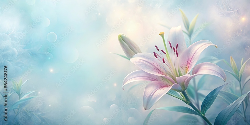 Soft misty wallpaper featuring blurred lily outlines in pastel hues