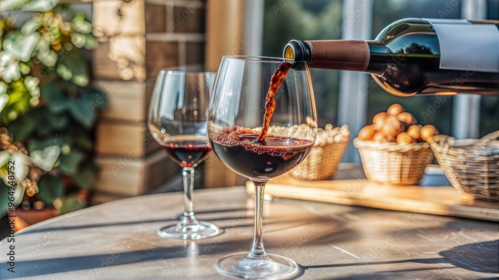 pouring glass of red wine from a bottle pouring glass of red wine from a bottle