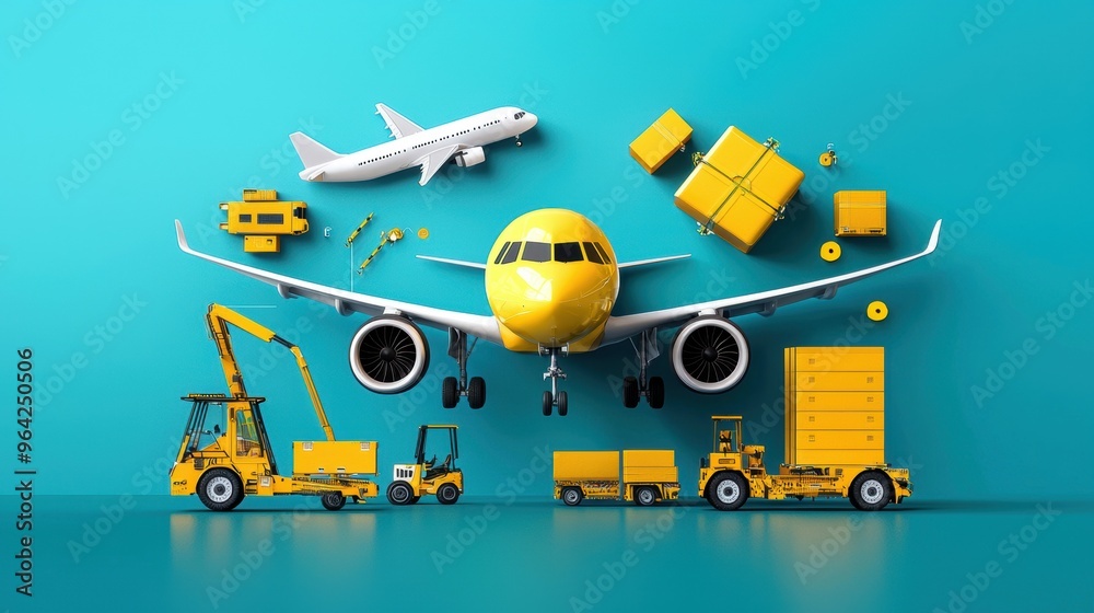 Aviation, cargo management, flat design illustration Aviation, cargo management, flat design illustration