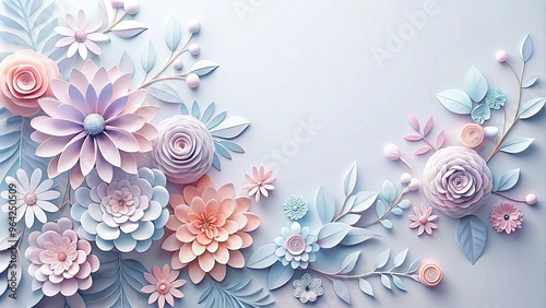 Elegant pastel paper cut flowers with smooth gradients