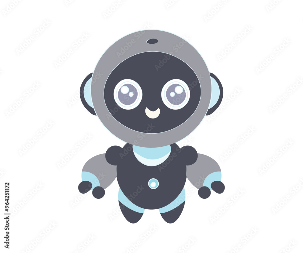 Cartoon Robot Illustration Friendly AI Design Cartoon Robot Illustration Friendly AI Design