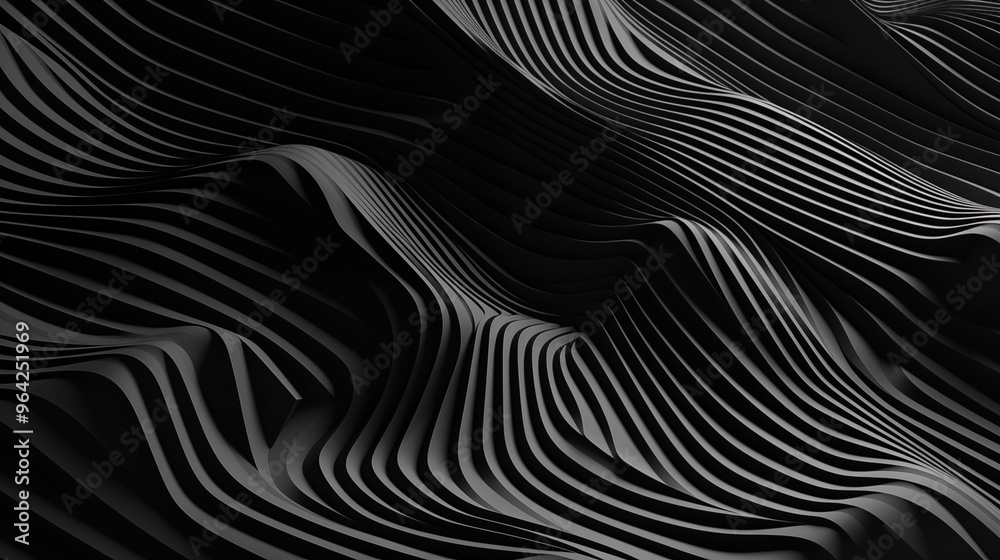Black Flowing Layered Waveform With Depth and Elegance Black Flowing Layered Waveform With Depth and Elegance