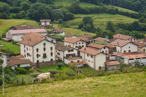 Amaiur (Maya). Typical landscapes of the Baztán Valley. Amaiur is a Pyrenean town with an incredible natural environment, surrounded by green meadows at the end of summer and gentle hills. photo