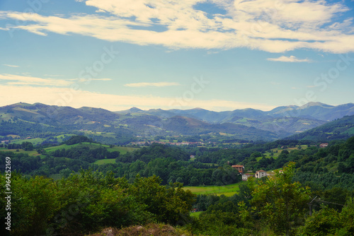 Amaiur (Maya). Typical landscapes of the Baztán Valley. Amaiur is a Pyrenean town with an incredible natural environment, surrounded by green meadows at the end of summer and gentle hills. photo