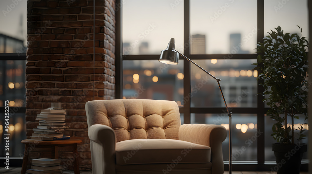 Obraz premium Cozy Corner in an Industrial Flat | Warm and Inviting Interior Design in a Modern Loft Space