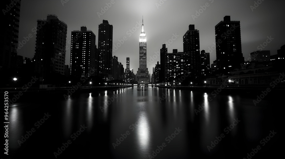 Fototapeta premium New York City Skyline Summer Night
