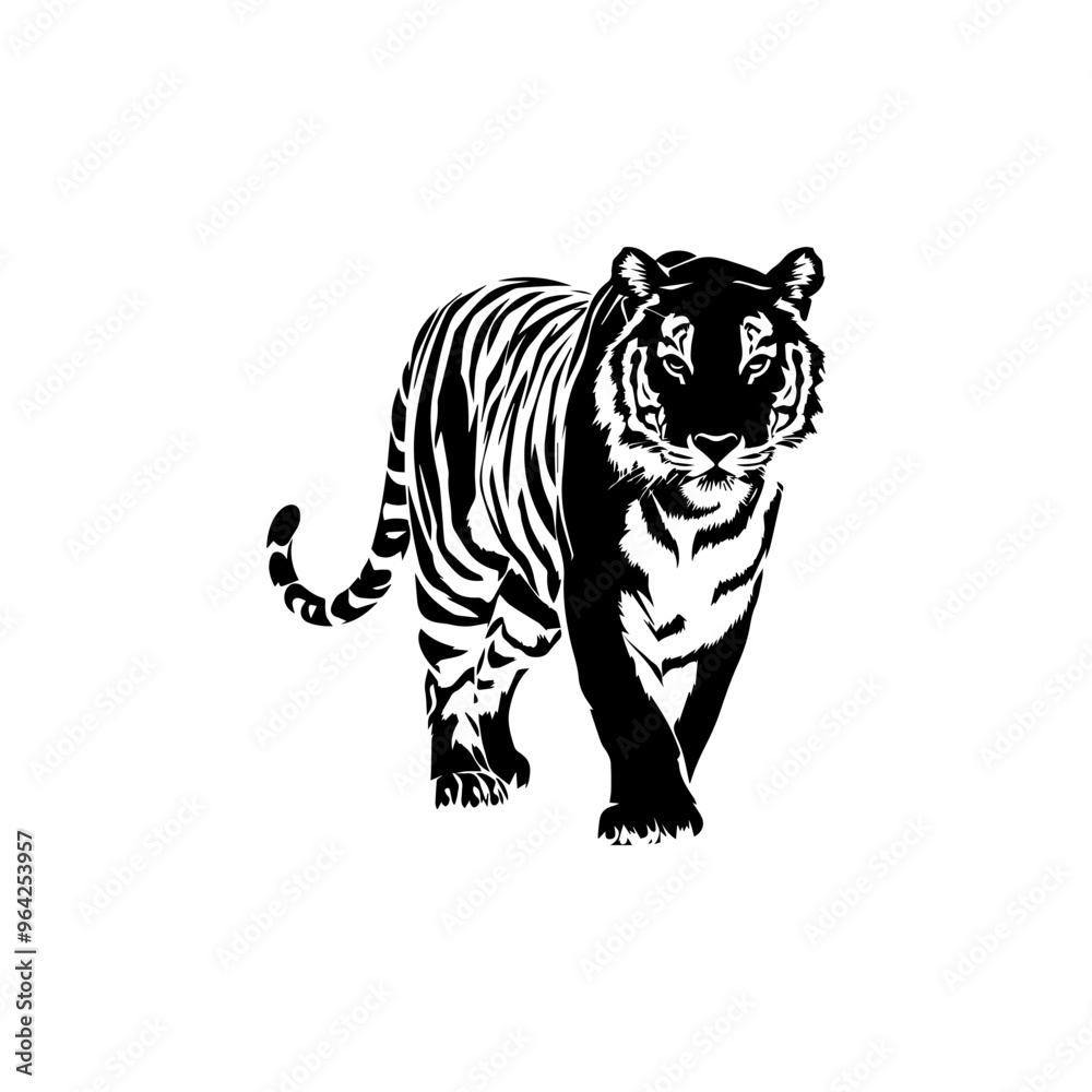 Obraz premium Tiger silhouette vector on white background. 