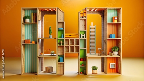 Kid architecture in 3D H shape. Perfect for: School projects, Children’s Day, Learning exhibitions