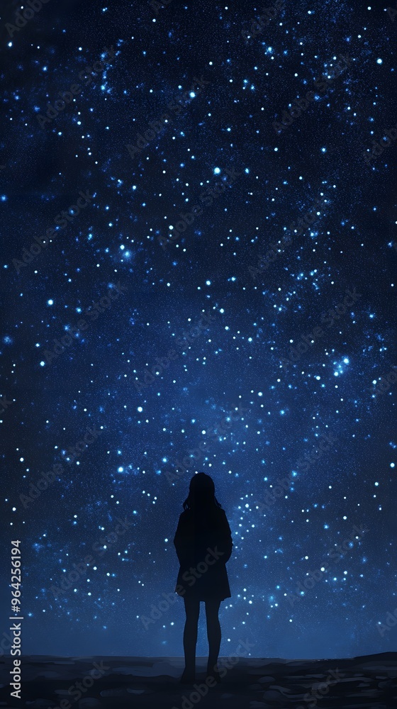 39. A person standing in front of a starry night sky 39. A person standing in front of a starry night sky