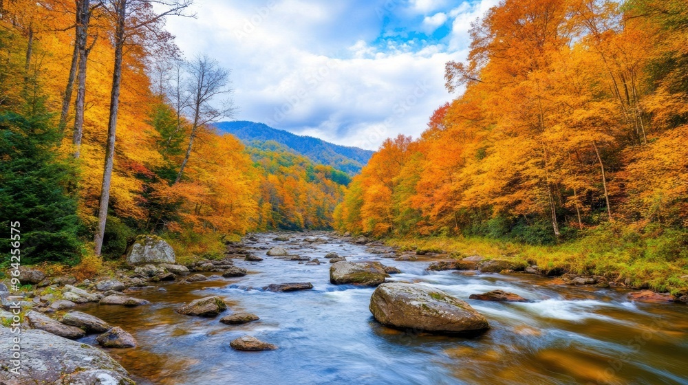 A river with rocks and trees in the background, AI A river with rocks and trees in the background, AI