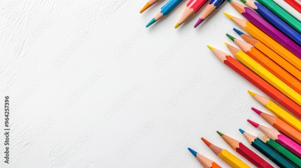 A bunch of colored pencils arranged in a circle on white background, AI A bunch of colored pencils arranged in a circle on white background, AI