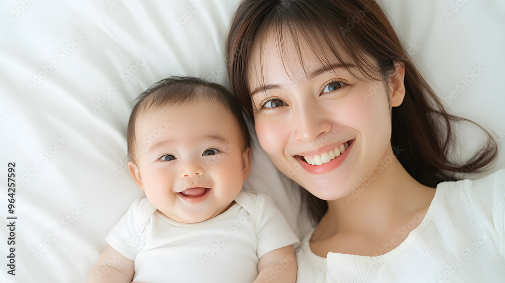 Japanese Woman with Straight Hair Holding Her Baby | Tender Motherhood and Family Bonding Japanese Woman with Straight Hair Holding Her Baby | Tender Motherhood and Family Bonding