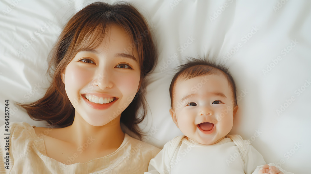 Japanese Woman with Straight Hair Holding Her Baby | Tender Motherhood and Family Bonding Japanese Woman with Straight Hair Holding Her Baby | Tender Motherhood and Family Bonding