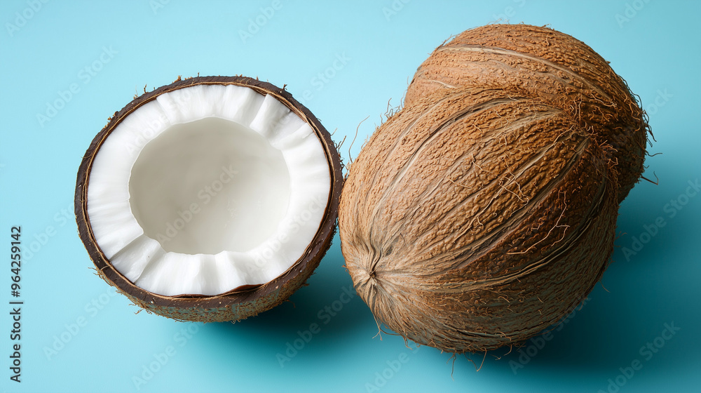 coconut on blue background coconut on blue background