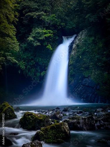 Beautiful Japanese waterfall long exposure Izu Island