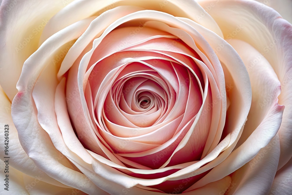 Delicate pink rose petals unfold in a mesmerizing spiral pattern, creating a stunning and intricate floral design on a soft, creamy white background. Delicate pink rose petals unfold in a mesmerizing spiral pattern, creating a stunning and intricate floral design on a soft, creamy white background.