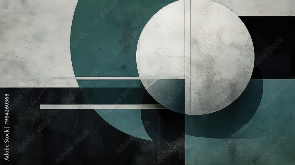 Fototapeta premium A modern abstract composition featuring geometric shapes and a muted color palette, conveying a sense of balance and harmony.