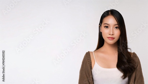 portrait of a japanese woman with white background