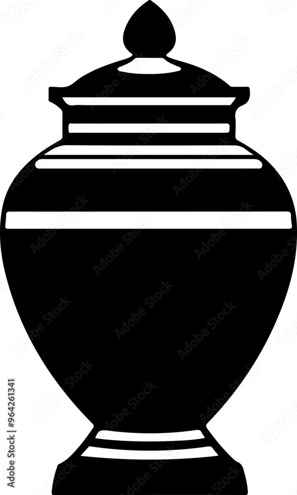 Black Silhouette of Classic Urn Design Black Silhouette of Classic Urn Design