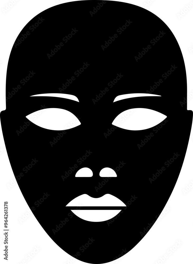 Silhouette of a Stylized Face in Black and White