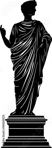 Silhouette of a Classical Statue on a Pedestal