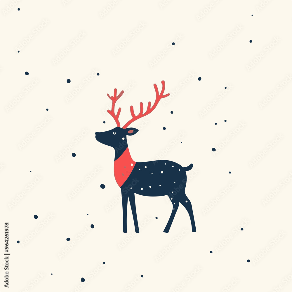Stylized Illustration of a Reindeer in Snowflakes