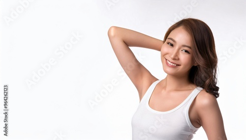 portrait of a japanese woman with white background