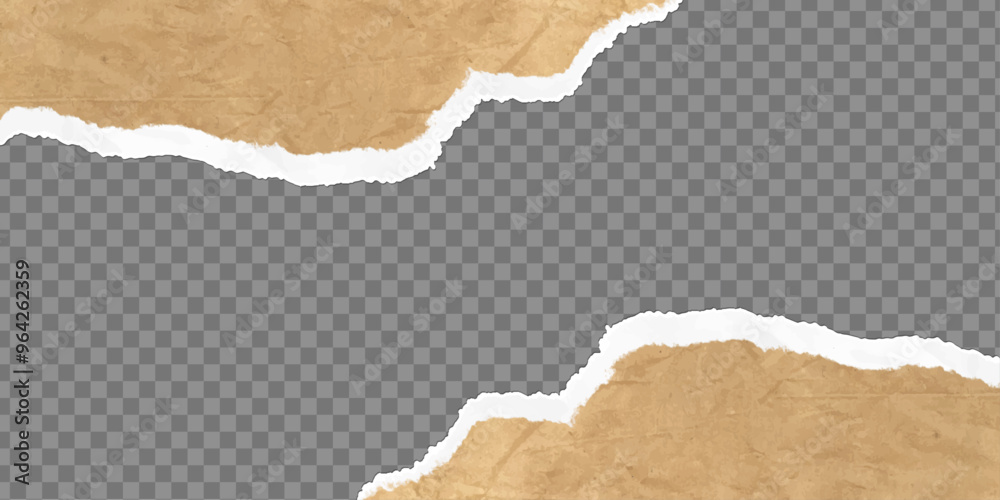 Realistic torn paper edges with cutout shadow effect for a ripped look background