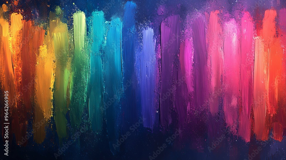 Abstract Rainbow Paint Stripes on a Dark Background Abstract Rainbow Paint Stripes on a Dark Background