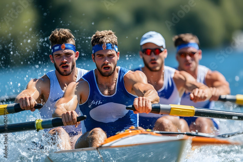 Men's Rowing Team in Synchronization | Power, Teamwork, and Athletic Performance on the Water