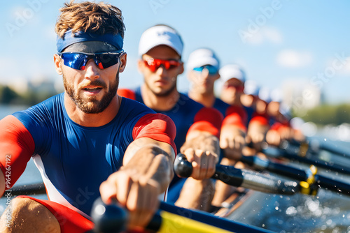 Men's Rowing Team in Synchronization | Power, Teamwork, and Athletic Performance on the Water