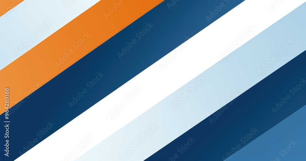 A modern abstract design featuring diagonal stripes in orange, white, and various shades of blue. A modern abstract design featuring diagonal stripes in orange, white, and various shades of blue.