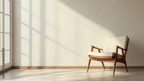 Minimalist Room Interior with Armchair and Window