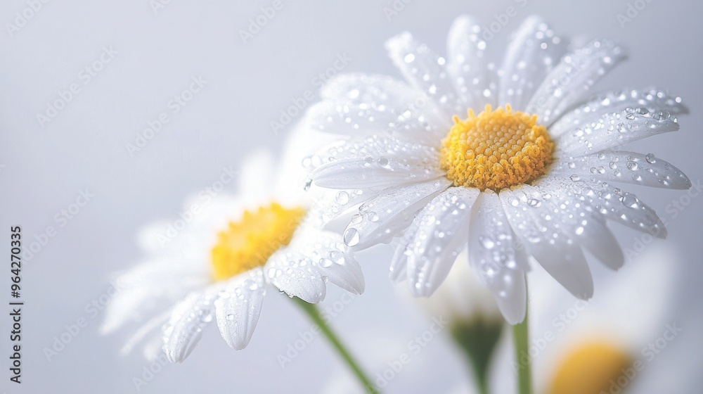 Obraz premium Delicate Daisies with Dew Drops