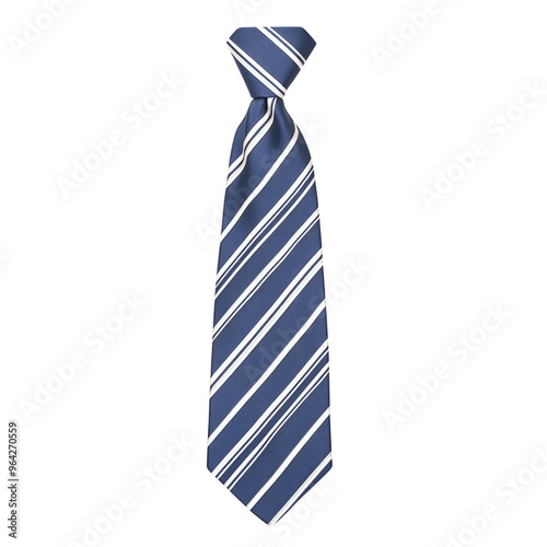 Stylish blue tie with white stripes