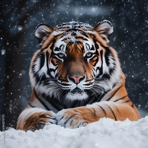 Siberian Tiger Relaxing in Snowy Z7 II with 70 200mm photo