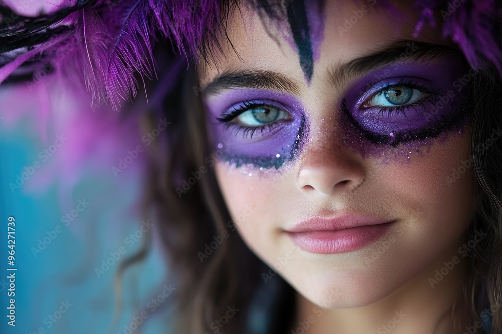 cute portrait of a teenager with Halloween makeup. AI Generated cute portrait of a teenager with Halloween makeup. AI Generated