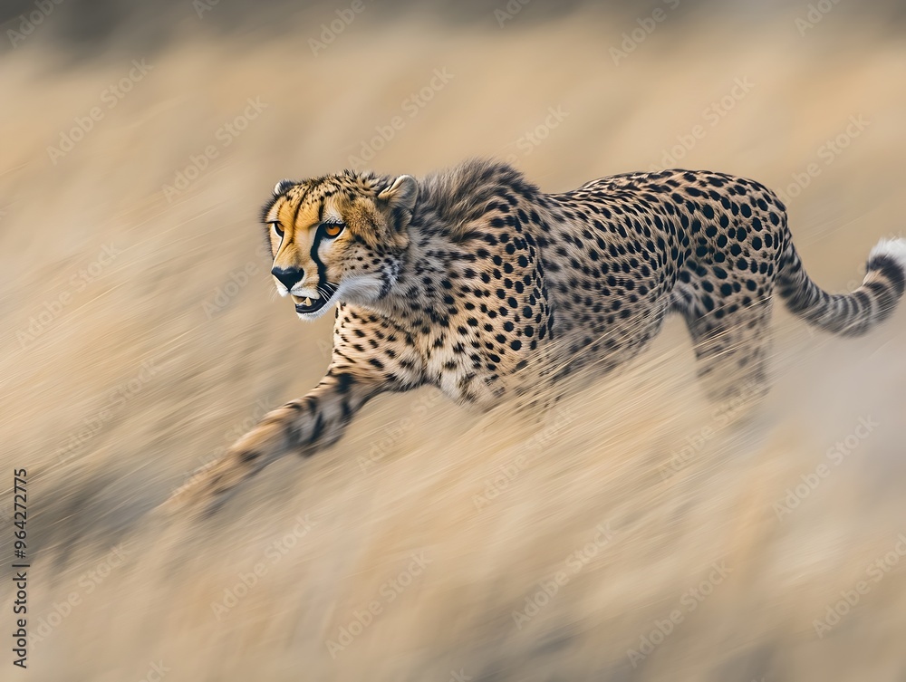 Cheetah in Mighty Full Body Sprint Across African Grasslands Cheetah in Mighty Full Body Sprint Across African Grasslands