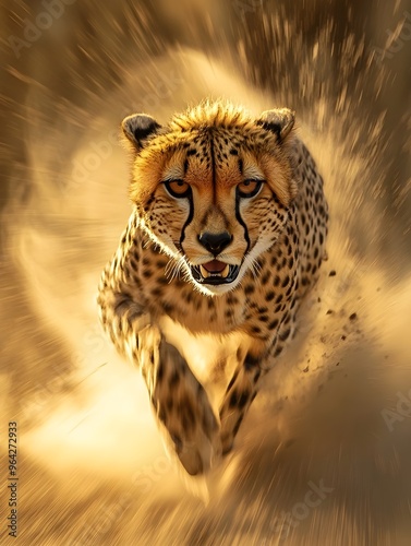 Cheetah s Explosive Speed and Feline Grace in Expressionist Brushstrokes photo