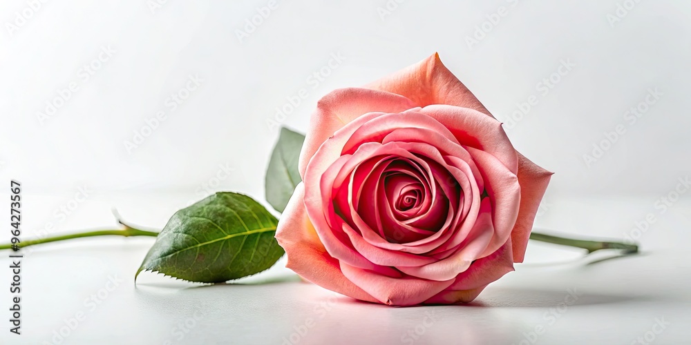 Minimalist Image Of A Single Rose With Petals Overlapping On A White Background, Creating A Simplified And Elegant Composition. Minimalist Image Of A Single Rose With Petals Overlapping On A White Background, Creating A Simplified And Elegant Composition.