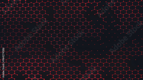 Futuristic hexagon wave. Abstract hexagon wave pattern. Dark cyberspace. Abstract wave with dots and line. 3d vector illustration.