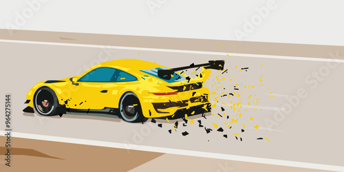 Racing car, flat design isolated vector illustration. Auto sport