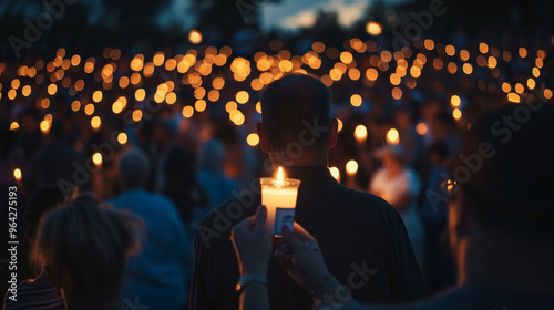 Christian Community Gathering for a Candlelight Service photo