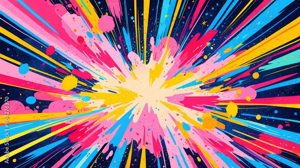Explosion of Color: Abstract Paint Splatter on Dark Background