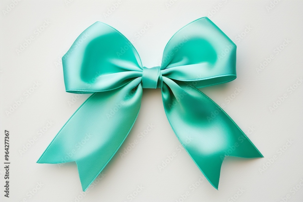 Naklejka premium Turquoise blue bow isolated on a white background.