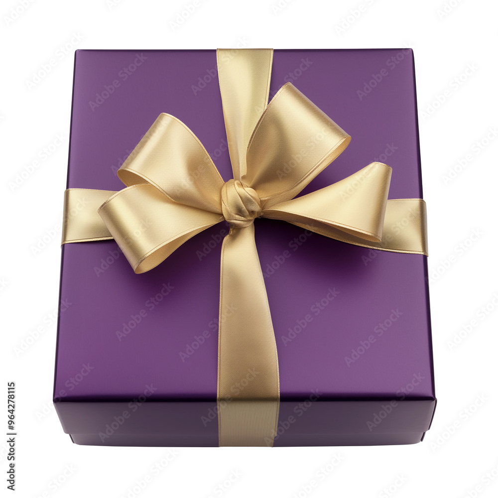 Purple square box with gold bow Purple square box with gold bow