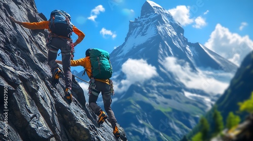 Hand a the steep a other a. by figures a range a climbing slope them extending one mountain two is features to stunning background person up pull helping mountain the silhouetted view of with