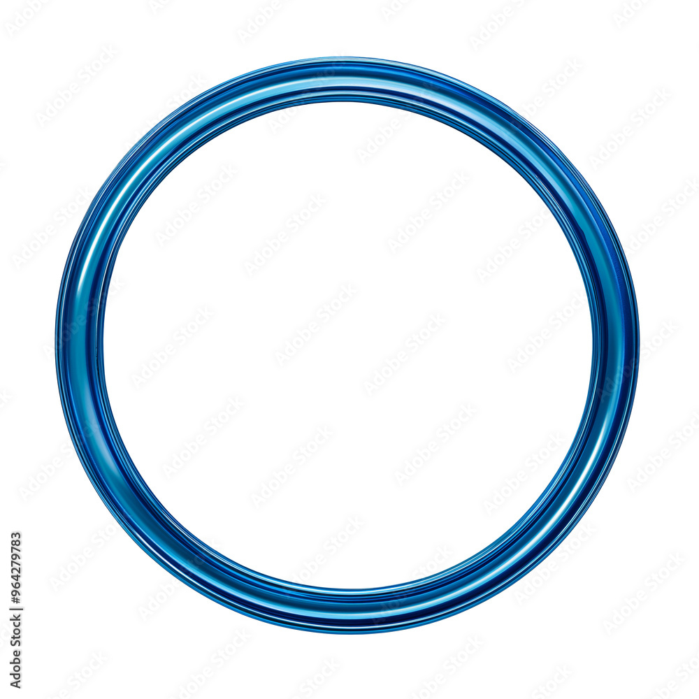 Circle blue frame. Metal ring painted blue. Isolated Circle blue frame. Metal ring painted blue. Isolated