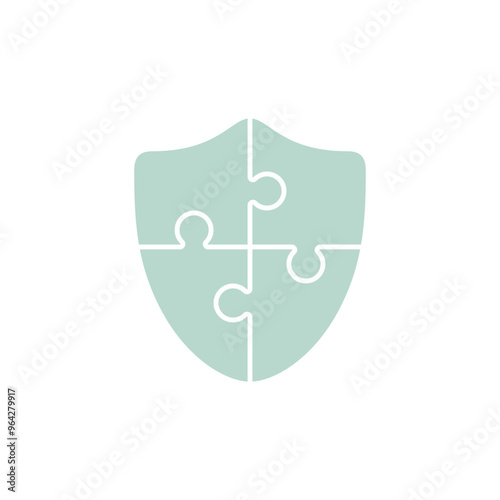 Shield puzzle icon. Vector illustration